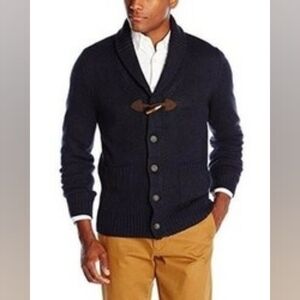 Haggar Men's Solid Shawl Collar Cardigan with Toggle Closure Sweater